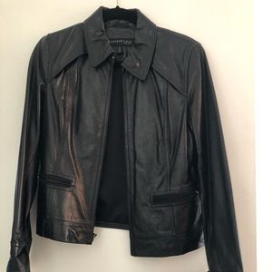 Kenneth Cole M Black Leather Jacket Good Used Condition